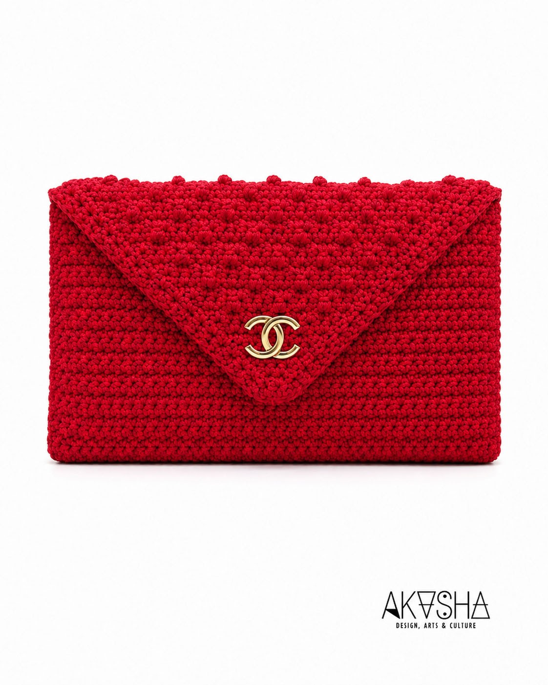 Handmade Crochet Envelope Clutch Bag – Red | AKASHA Designs